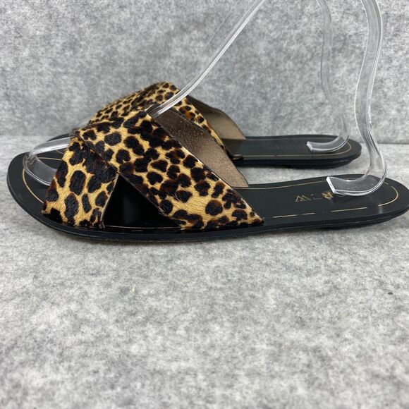 J Crew Cypress Leopard Print Calf Hair Slide Sandals Womens‎ Size 8 - Picture 4 of 9